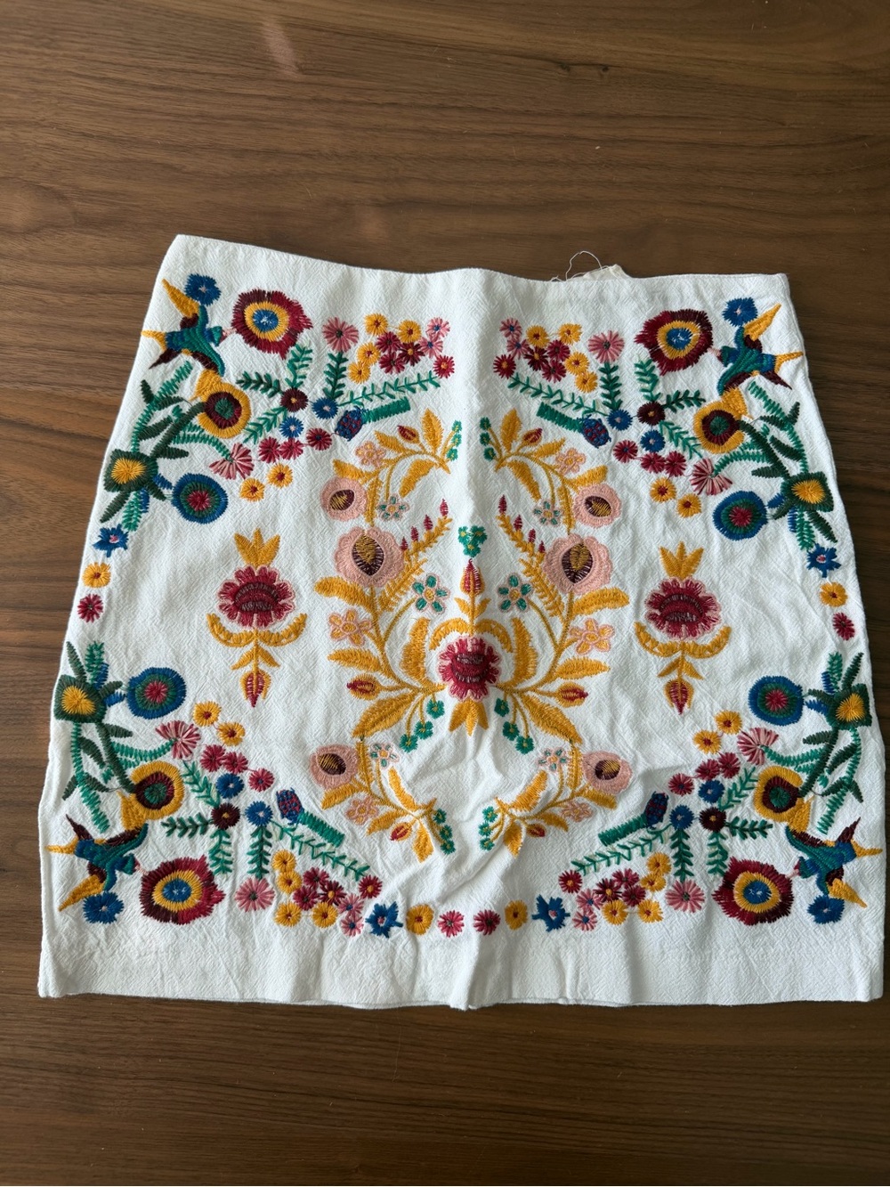 altar'd state White Embroidered Floral Mini Skirt — Multicolor Detail